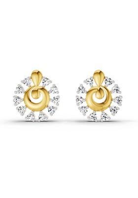 14Kt Yellow Gold Lab Grown Diamond 0.10 Ct Round Shape Earrings For Women
