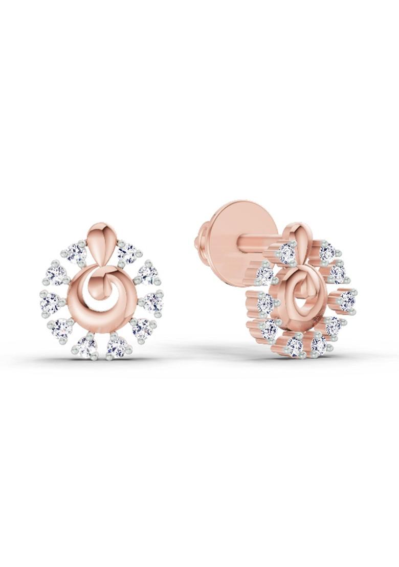 14Kt Rose Gold Lab Grown Diamond 0.10 Ct Round Shape Earrings For Women