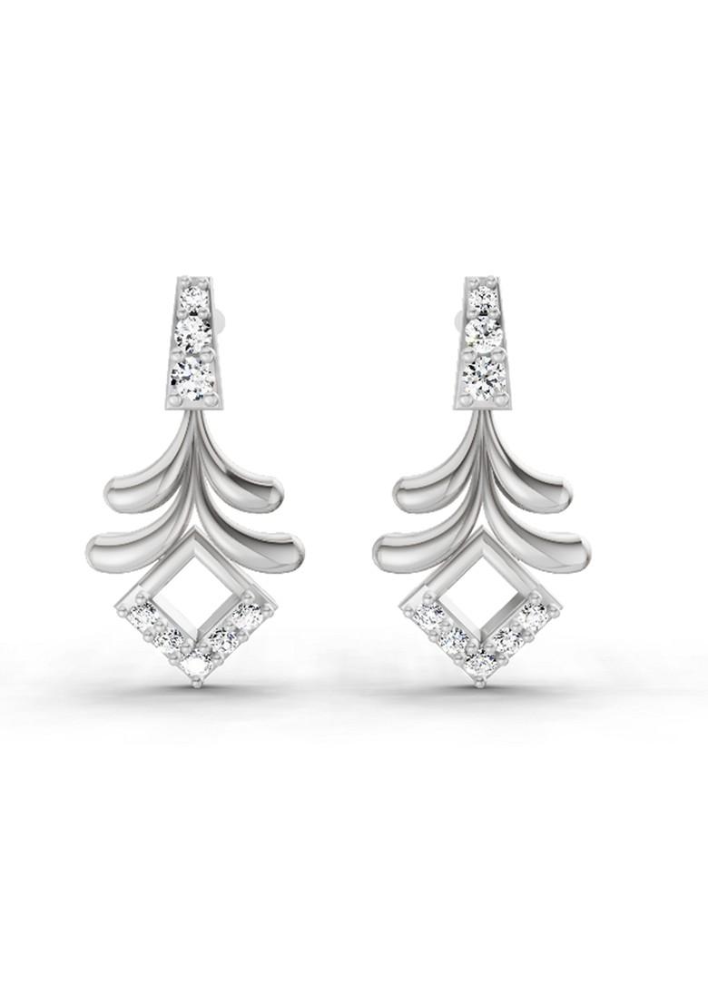 14Kt White Gold Lab Grown Diamond 0.10 Ct Round Shape Earrings For Women