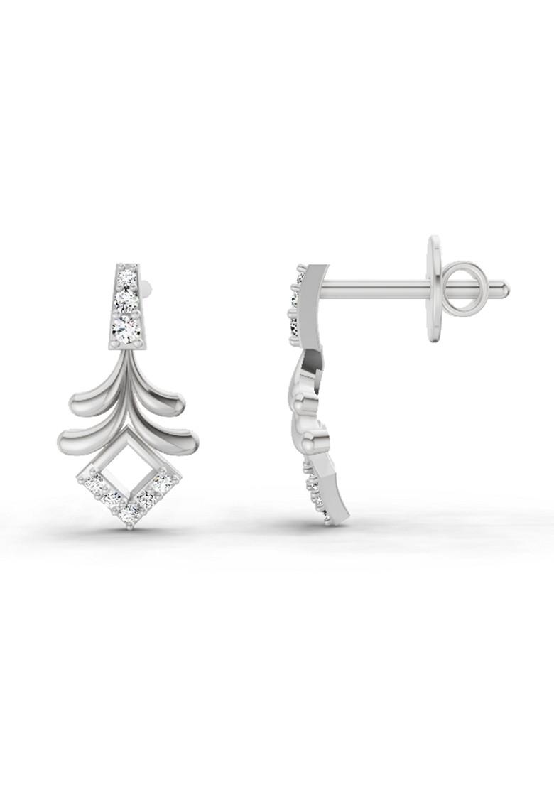 14Kt White Gold Lab Grown Diamond 0.10 Ct Round Shape Earrings For Women