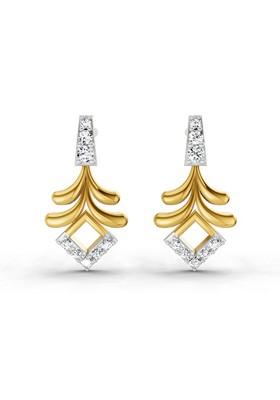 14Kt Yellow Gold Lab Grown Diamond 0.10 Ct Round Shape Earrings For Women