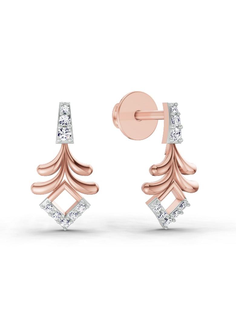 14Kt Rose Gold Lab Grown Diamond 0.10 Ct Round Shape Earrings For Women