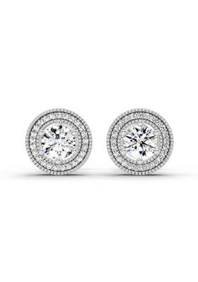 14Kt White Gold Lab Grown Diamond 1.40 Ct Round Shape Earrings For Women