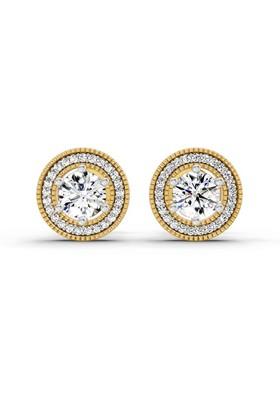 14Kt Yellow Gold Lab Grown Diamond 1.40 Ct Round Shape Earrings For Women
