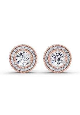 14Kt Rose Gold Lab Grown Diamond 1.40 Ct Round Shape Earrings For Women