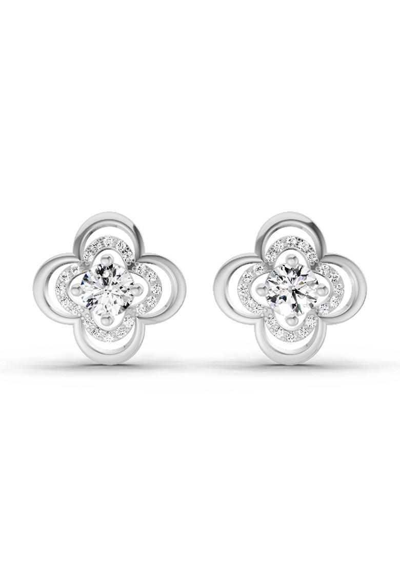 14Kt White Gold Lab Grown Diamond 0.65 Carat Round Fashion Earrings For Women