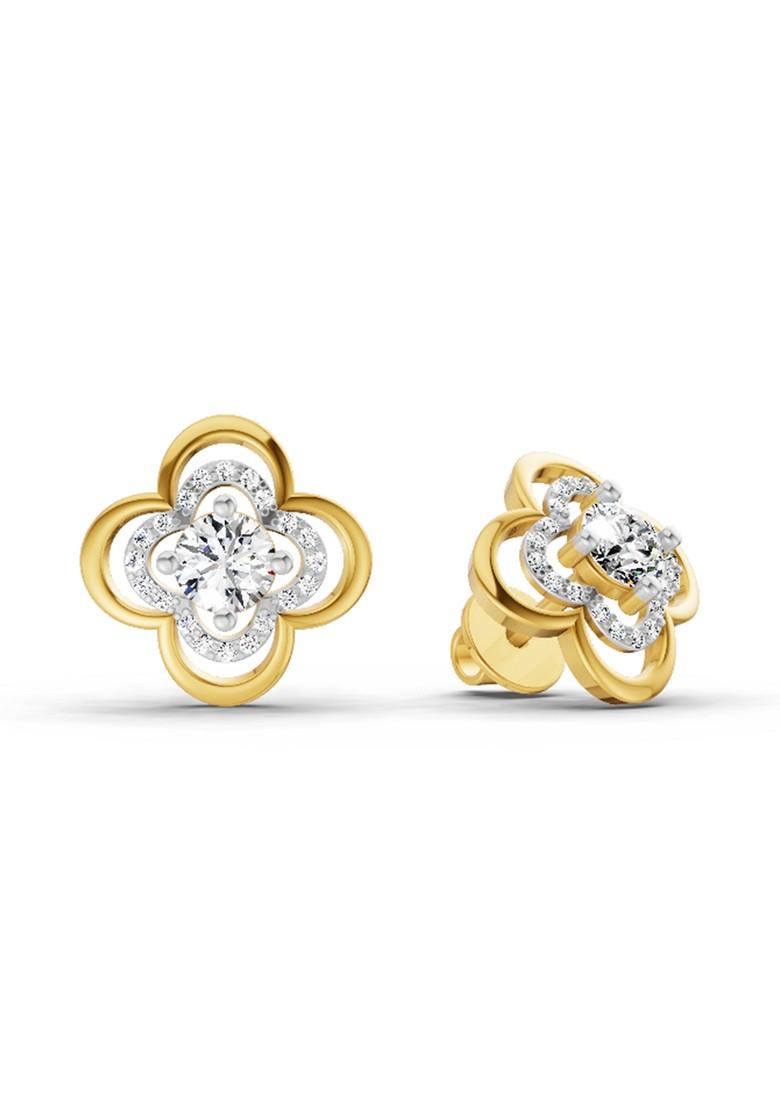 14Kt Yellow Gold Lab Grown Diamond 0.65 Carat Round Fashion Earrings For Women