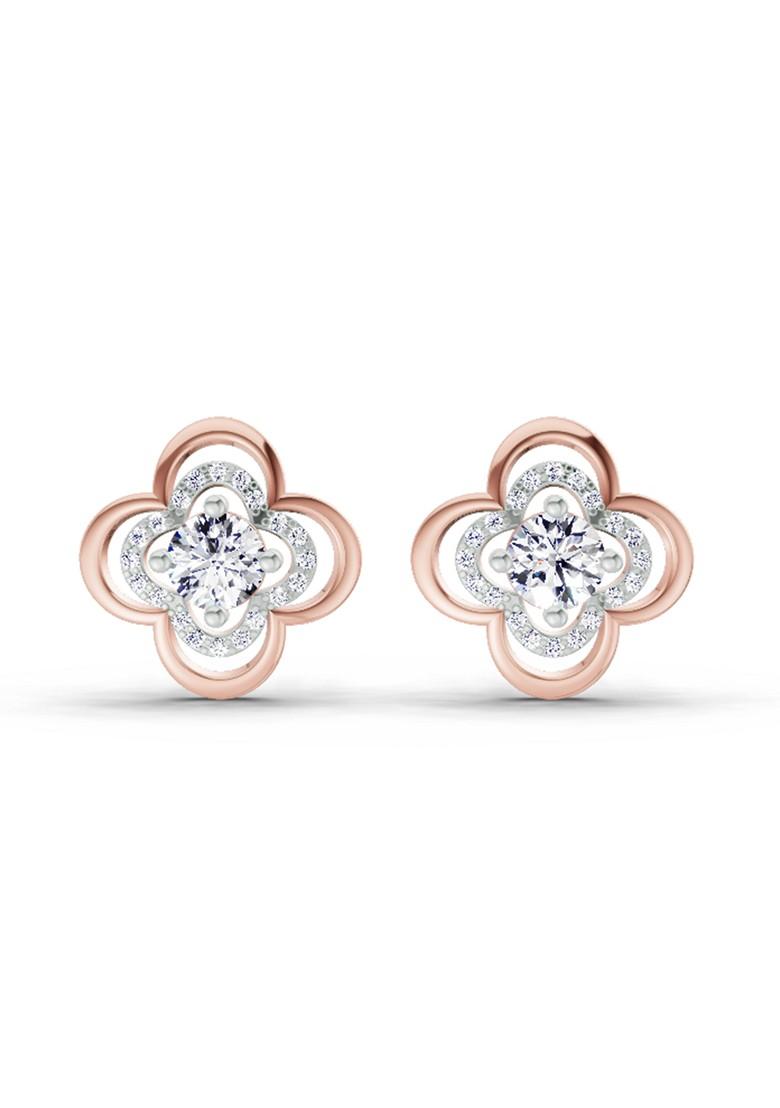 14Kt Rose Gold Lab Grown Diamond 0.65 Carat Round Fashion Earrings For Women