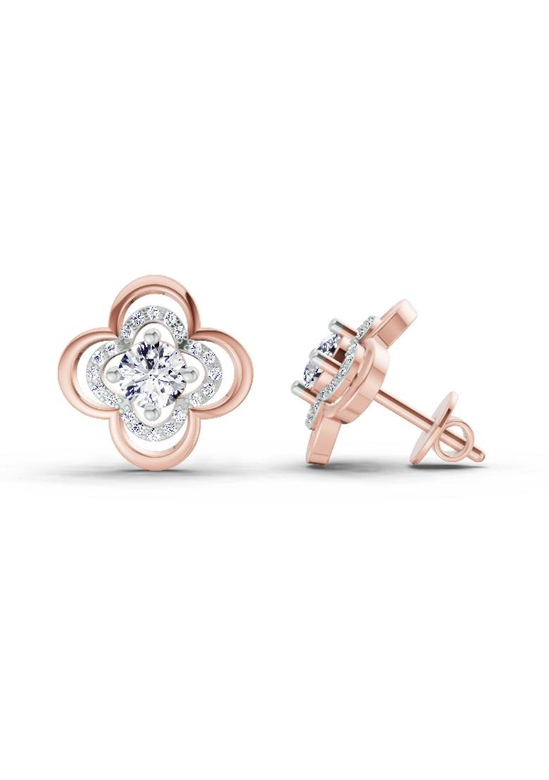 14Kt Rose Gold Lab Grown Diamond 0.65 Carat Round Fashion Earrings For Women