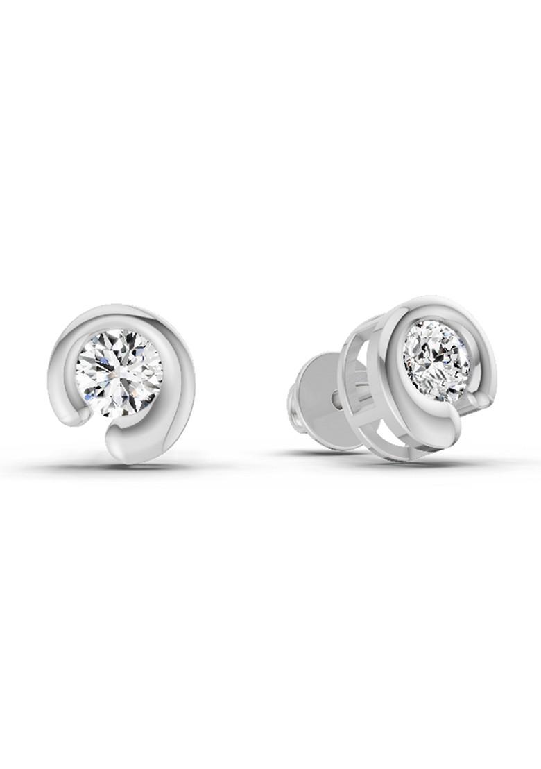 14Kt White Gold Lab Grown Diamond 0.66 Carat Bezel Set Stud Earrings For Women