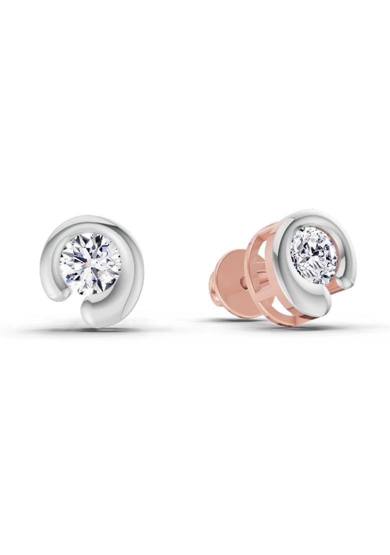 14Kt Rose Gold Lab Grown Diamond 0.66 Carat Bezel Set Stud Earrings For Women