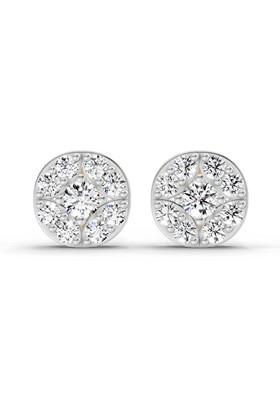 14Kt Yellow Gold Lab Grown Diamond 0.95 Carat Round Cluster Stud Earrings For Women