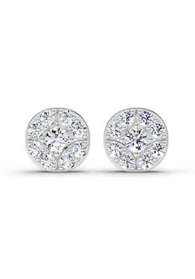 14Kt Rose Gold Lab Grown Diamond 0.95 Carat Round Cluster Stud Earrings For Women