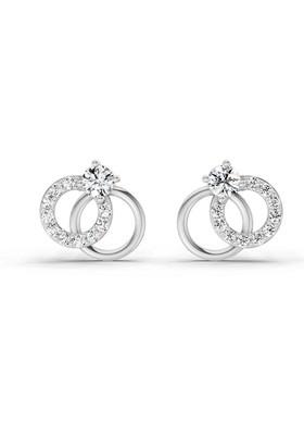 14Kt White Gold Lab Grown Diamond 0.35 Carat Interlocking Circle Stud Earrings For Women