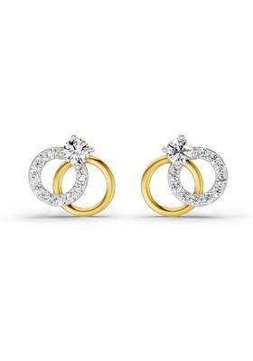 14Kt Yellow Gold Lab Grown Diamond 0.35 Carat Interlocking Circle Stud Earrings For Women