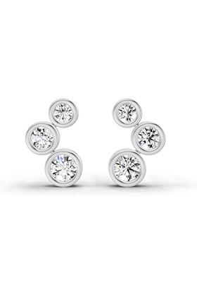 14Kt White Gold Lab Grown Diamond 0.66 Carat Bezel Set Stud Earrings For Women