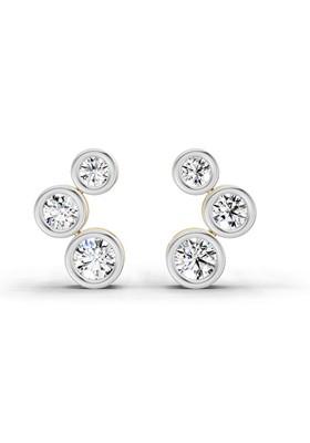 14Kt Yellow Gold Lab Grown Diamond 0.66 Carat Bezel Set Stud Earrings For Women