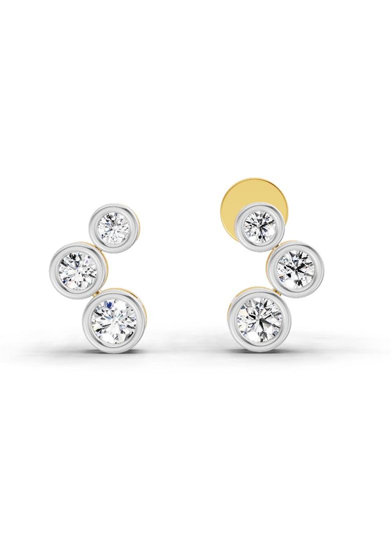 14Kt Yellow Gold Lab Grown Diamond 0.66 Carat Bezel Set Stud Earrings For Women
