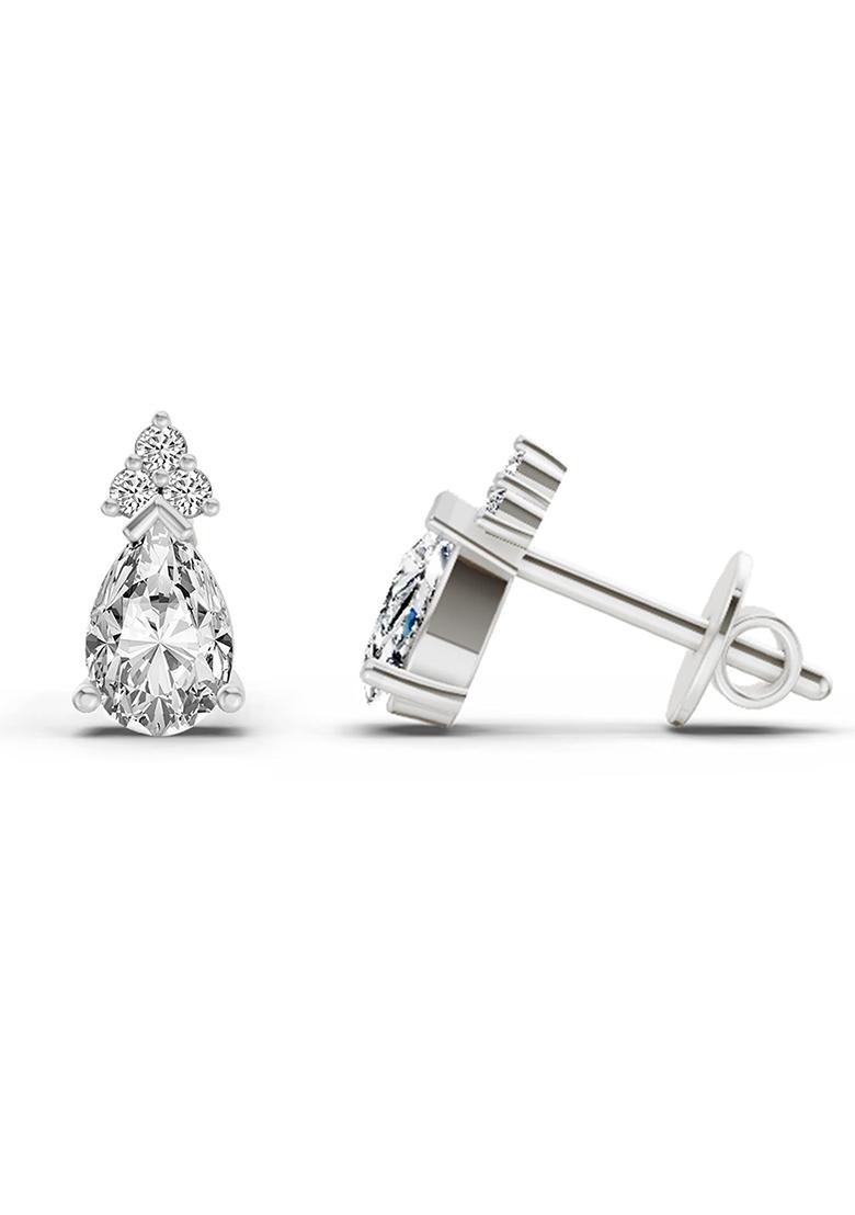 14Kt White Gold Lab Grown Diamond 0.75 Carat Pear Stud Earrings For Women