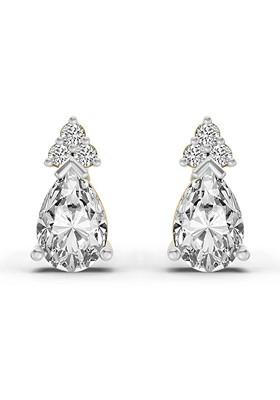 14Kt Yellow Gold Lab Grown Diamond 0.75 Carat Pear Stud Earrings For Women