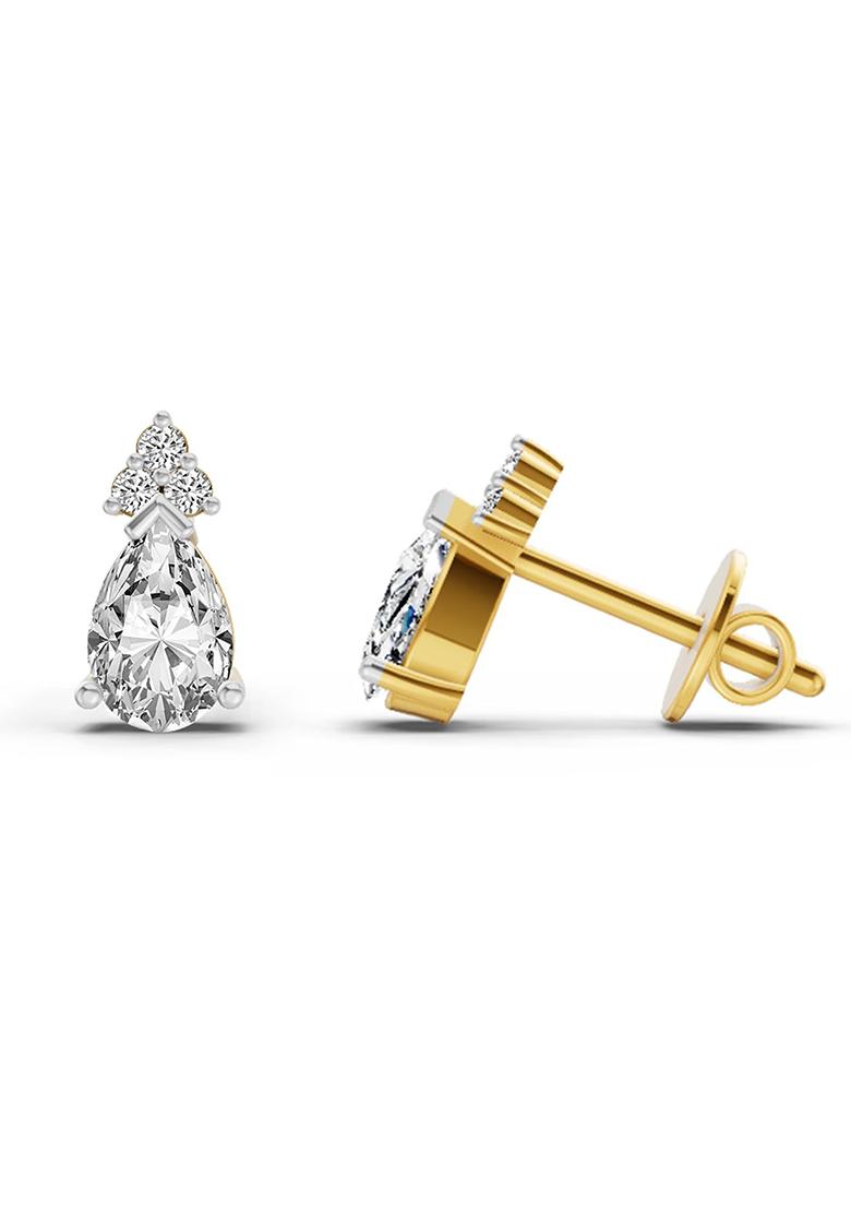 14Kt Yellow Gold Lab Grown Diamond 0.75 Carat Pear Stud Earrings For Women