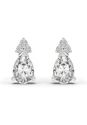 14Kt Rose Gold Lab Grown Diamond 0.75 Carat Pear Stud Earrings For Women