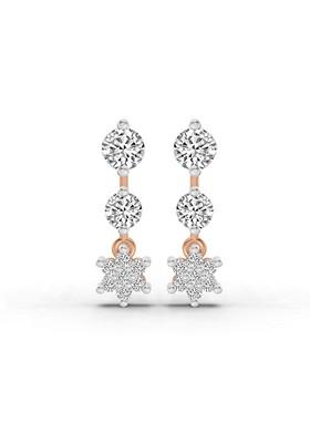 14Kt Rose Gold Lab Grown Diamond 0.7 Carat Round Drop Earrings For Women