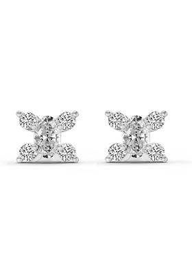 14Kt White Gold Lab Grown Diamond 0.7 Carat Oval Stud Earrings For Women