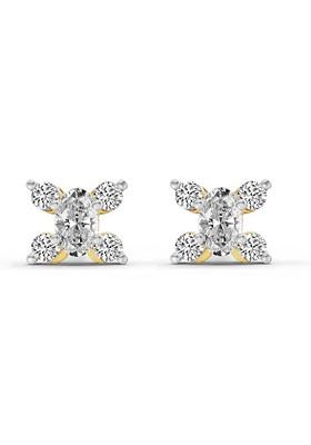 14Kt Yellow Gold Lab Grown Diamond 0.7 Carat Oval Stud Earrings For Women