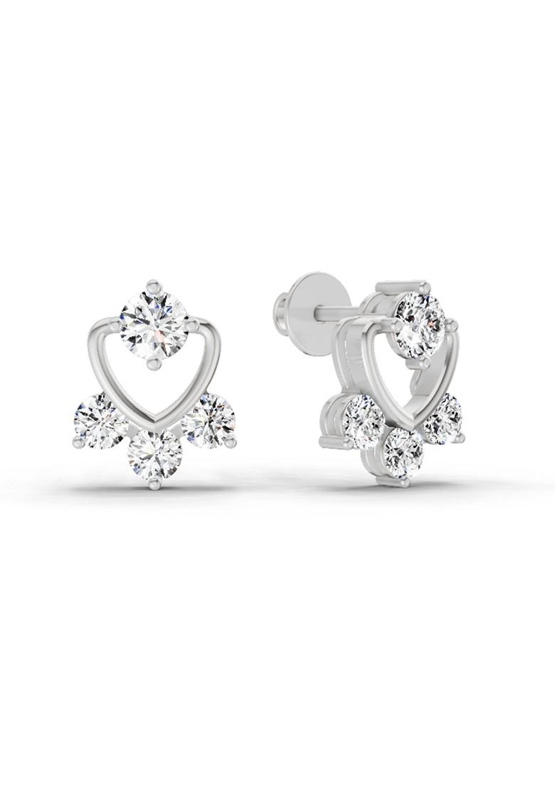 14Kt White Gold Lab Grown Diamond 0.80 Carat Round Earrings For Women