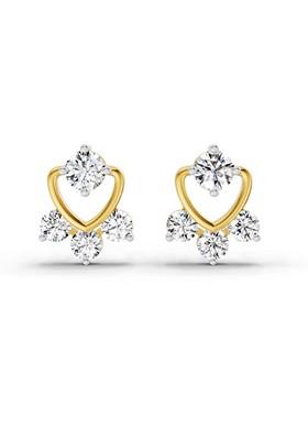 14Kt Yellow Gold Lab Grown Diamond 0.80 Carat Round Earrings For Women