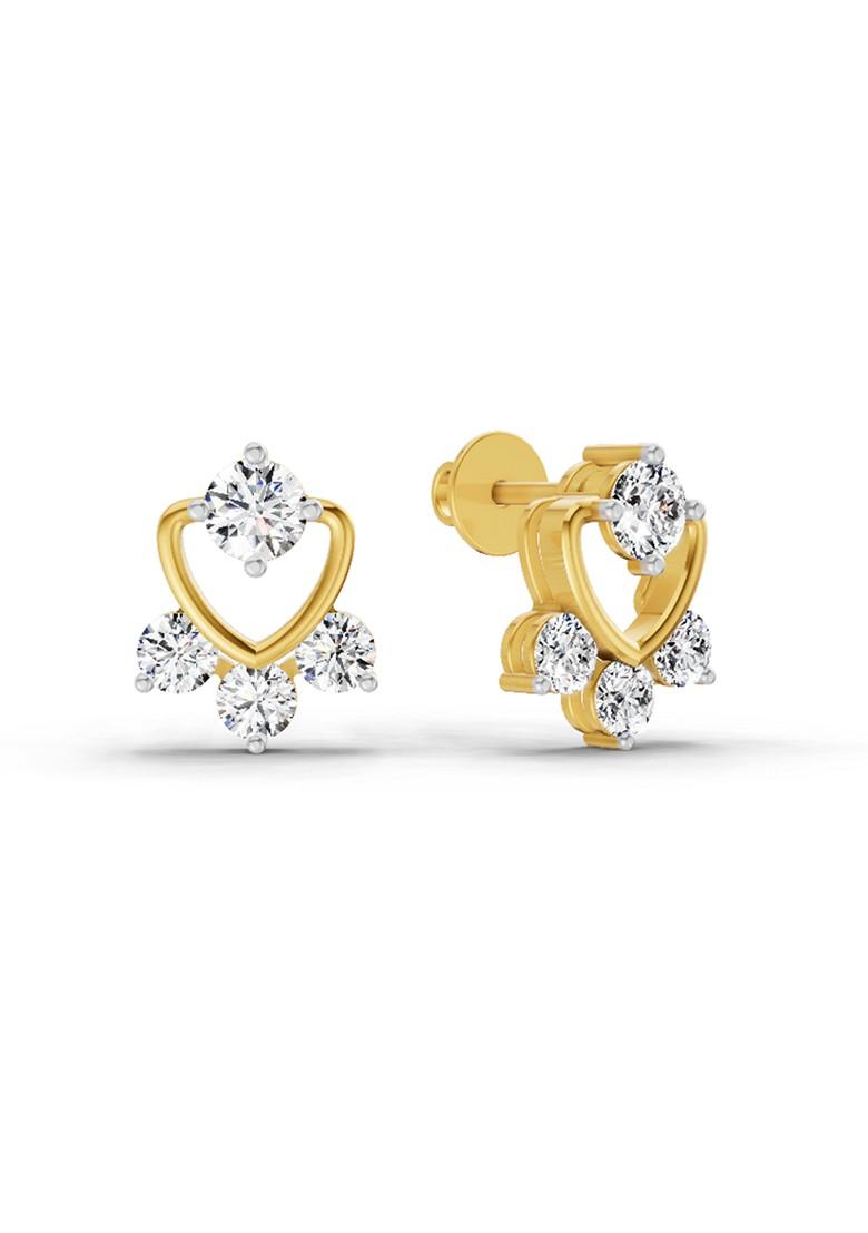 14Kt Yellow Gold Lab Grown Diamond 0.80 Carat Round Earrings For Women