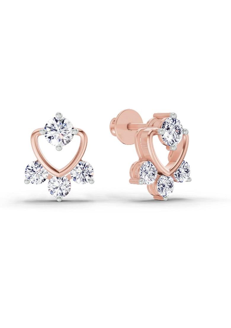 14Kt Rose Gold Lab Grown Diamond 0.80 Carat Round Earrings For Women