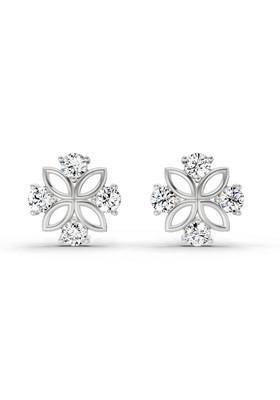 14Kt White Gold Lab Grown Diamond 0.84 Carat Floral Stud Earrings For Women