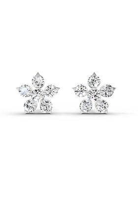 14Kt White Gold Lab Grown Diamond 0.55 Carat Floral Stud Earrings For Women