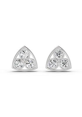 14Kt White Gold Lab Grown Diamond 2.28 Carat Triangular Cluster Stud Earrings For Women