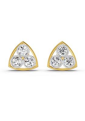 14Kt Yellow Gold Lab Grown Diamond 2.28 Carat Triangular Cluster Stud Earrings For Women