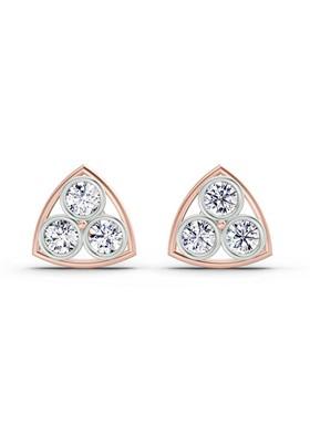 14Kt Rose Gold Lab Grown Diamond 2.28 Carat Triangular Cluster Stud Earrings For Women