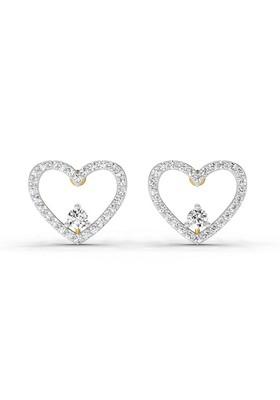 14Kt Yellow Gold Lab Grown Diamond 0.66 Carat Heart Halo Stud Earrings For Women