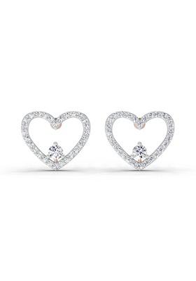 14Kt Rose Gold Lab Grown Diamond 0.66 Carat Heart Halo Stud Earrings For Women