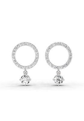 14Kt White Gold Lab Grown Diamond 1.21 Carat Circle Drop Stud Earrings For Women