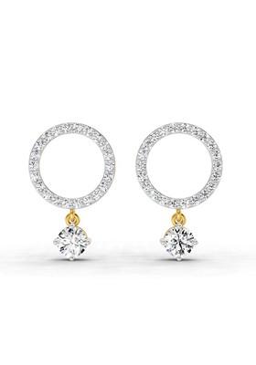14Kt Yellow Gold Lab Grown Diamond 1.21 Carat Circle Drop Stud Earrings For Women