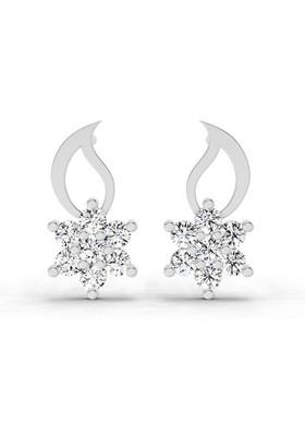 14Kt White Gold Lab Grown Diamond 0.49 Carat Floral Stud Earrings For Women