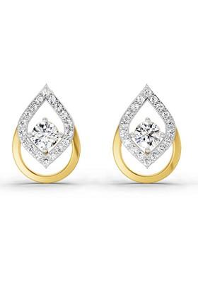 14Kt Yellow Gold Lab Grown Diamond 0.70 Carat Pear Halo Stud Earrings For Women