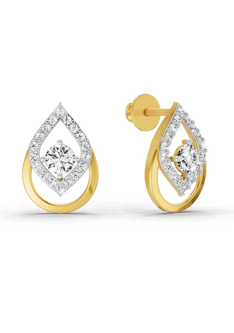 14Kt Yellow Gold Lab Grown Diamond 0.70 Carat Pear Halo Stud Earrings For Women