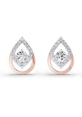 14Kt Rose Gold Lab Grown Diamond 0.70 Carat Pear Halo Stud Earrings For Women