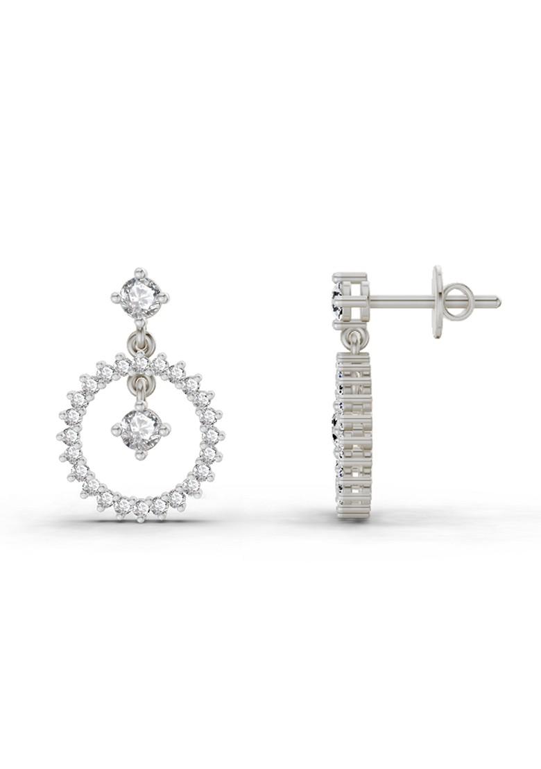 14Kt White Gold Lab Grown Diamond 0.80 Carat Drop Earrings For Women