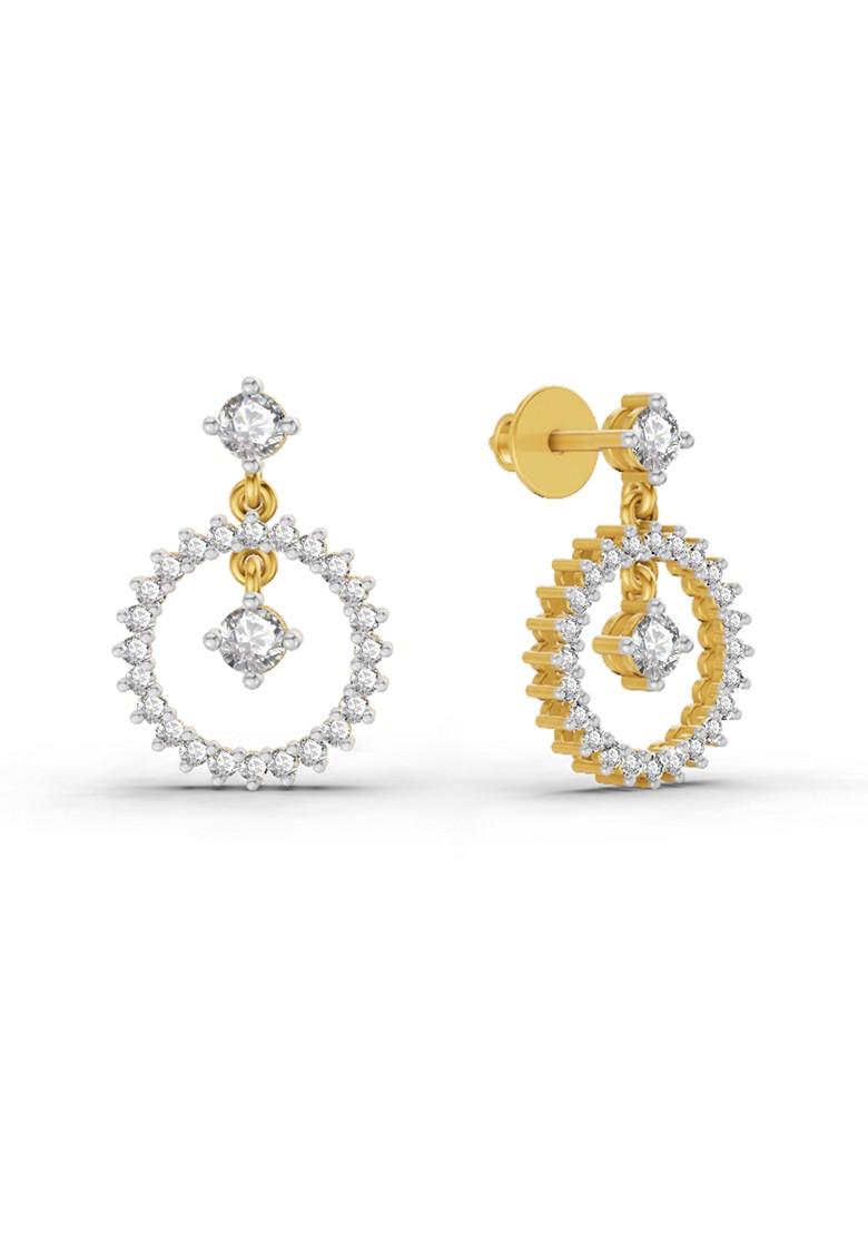 14Kt Yellow Gold Lab Grown Diamond 0.80 Carat Drop Earrings For Women