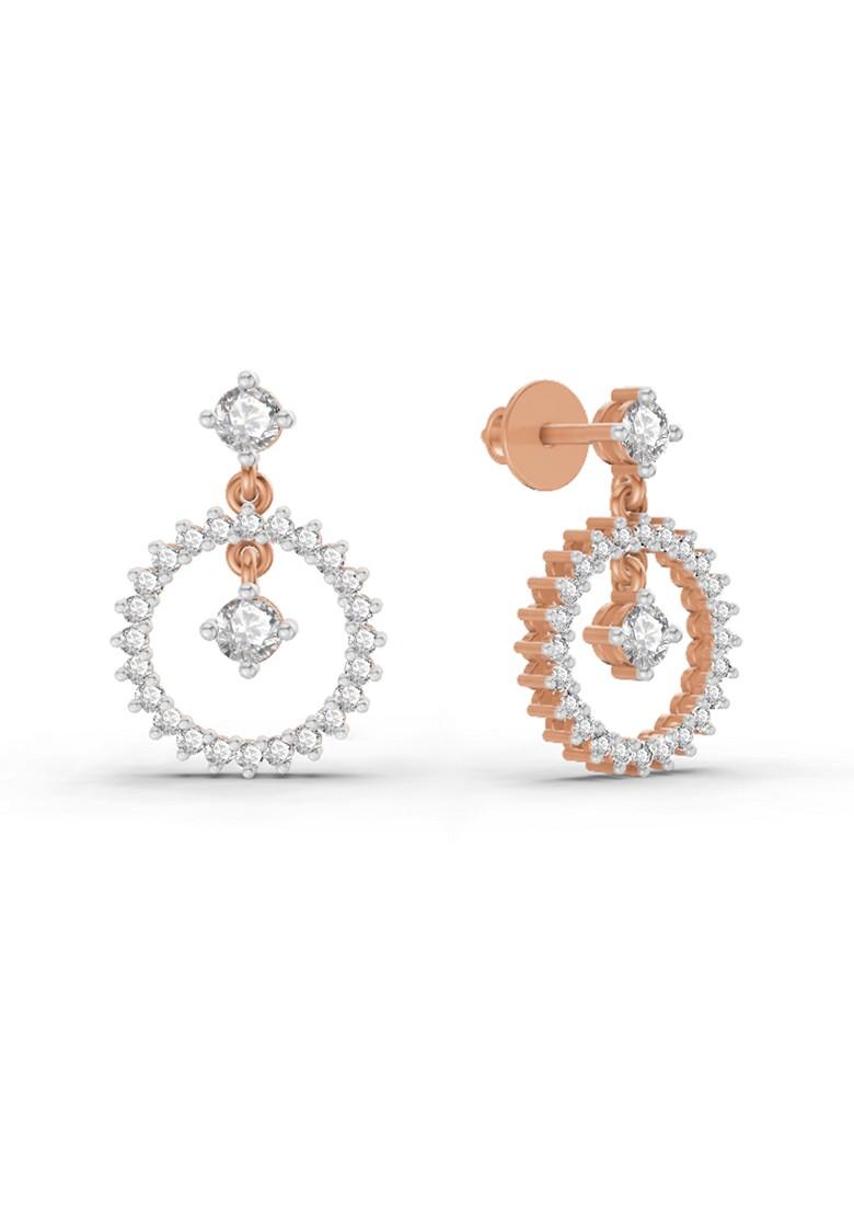 14Kt Rose Gold Lab Grown Diamond 0.80 Carat Drop Earrings For Women