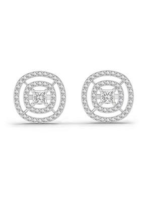 14Kt White Gold Lab Grown Diamond 1.14 Carat Round Stud Earrings For Women